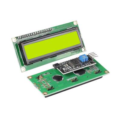 2x16 LCD Karakter Ekran Modülü - I2C Modüllü - Yeşil - Maker Fabrika