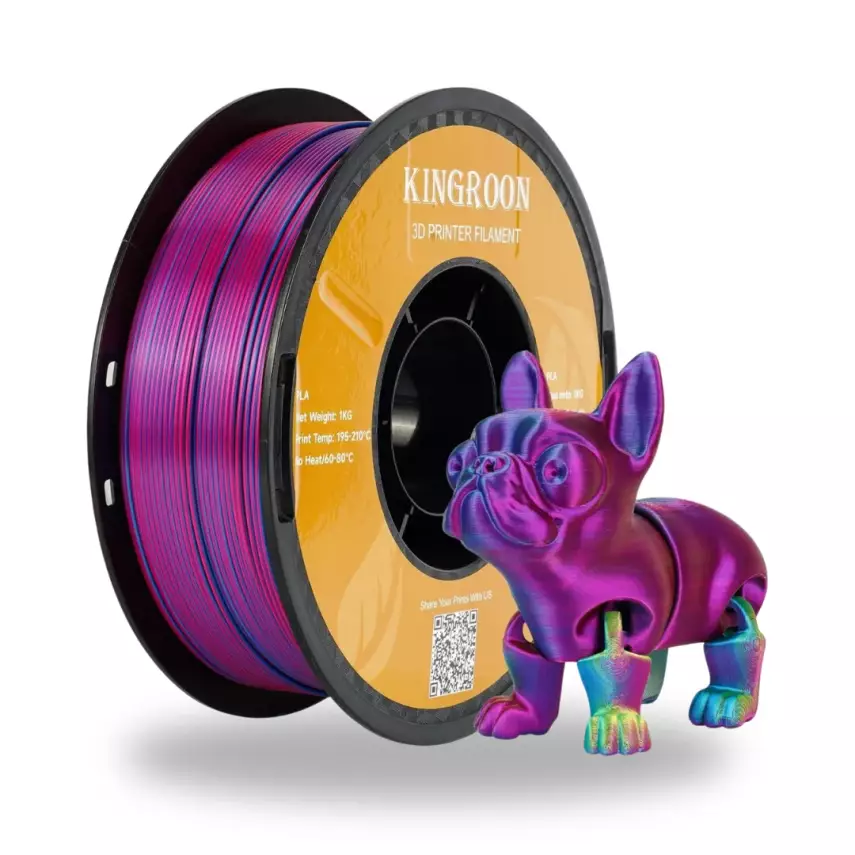 Kingroon 3 Renk Altın - Fuşya - Mavi PLA Silk Filament 1.75 mm 1000gr - 1
