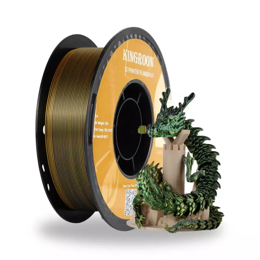 Kingroon 3 Renk Altın - Yeşil - Siyah PLA Silk Filament 1.75 mm 1000gr - 1