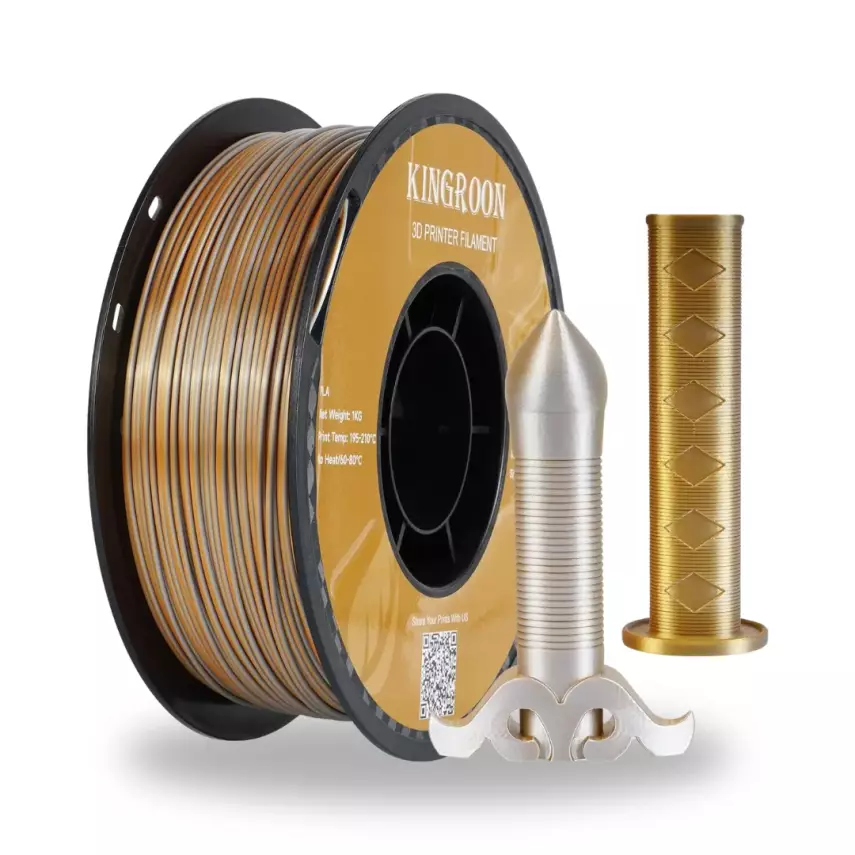Kingroon Çift Renk Altın - Gümüş PLA Silk Filament 1.75 mm 1000gr - 1
