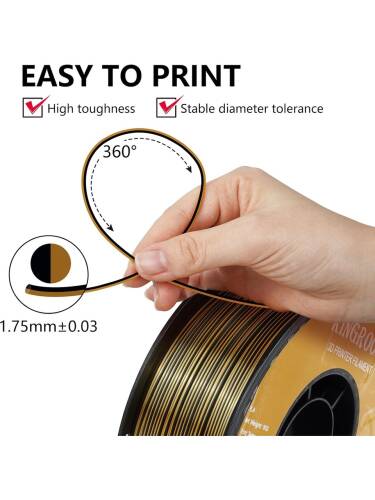 Kingroon Çift Renk Altın - Siyah PLA Silk Filament 1.75 mm 1000gr - 2