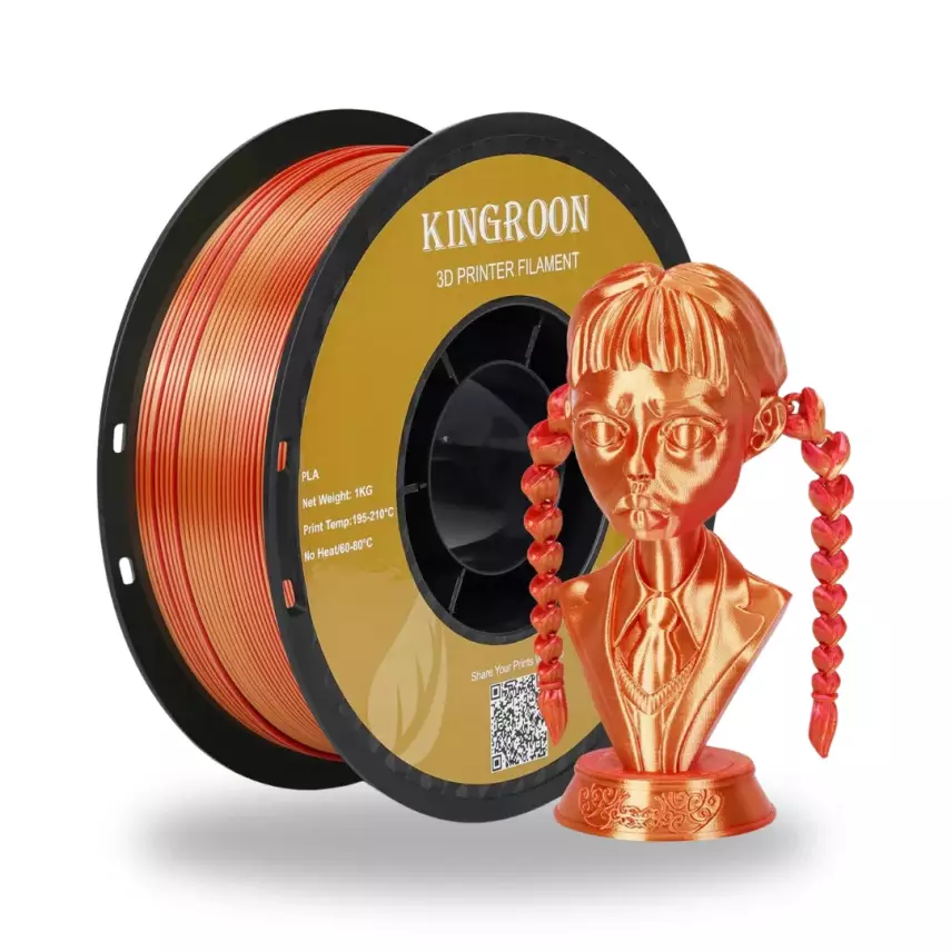 Kingroon Çift Renk Kırmızı - Altın PLA Silk Filament 1.75 mm 1000gr - 1