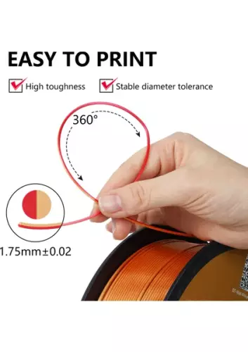 Kingroon Çift Renk Kırmızı - Altın PLA Silk Filament 1.75 mm 1000gr - 2
