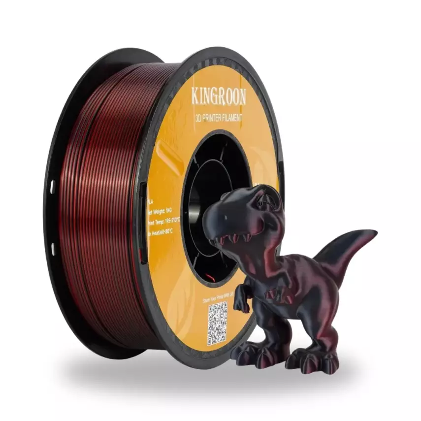 Kingroon Çift Renk Siyah - Kırmızı PLA Silk Filament 1.75 mm 1000gr - 1