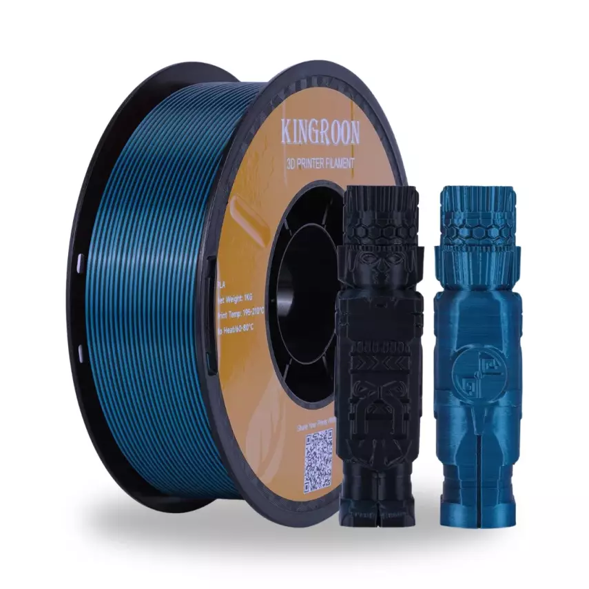 Kingroon Çift Renk Siyah - Mavi PLA Silk Filament 1.75 mm 1000gr - 1