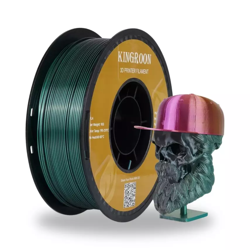 Kingroon Çift Renk Siyah - Yeşil PLA Silk Filament 1.75 mm 1000gr - 1